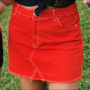 Worn one!!! Orange topshop denim skirt🧡